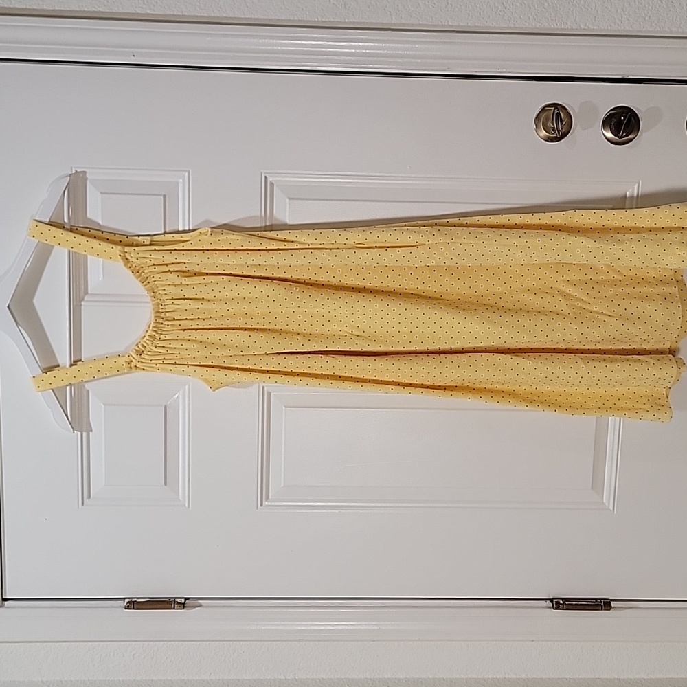 Terry Cloth Polka Dot Yellow Dress Beach Coverup Size M Made In Europe